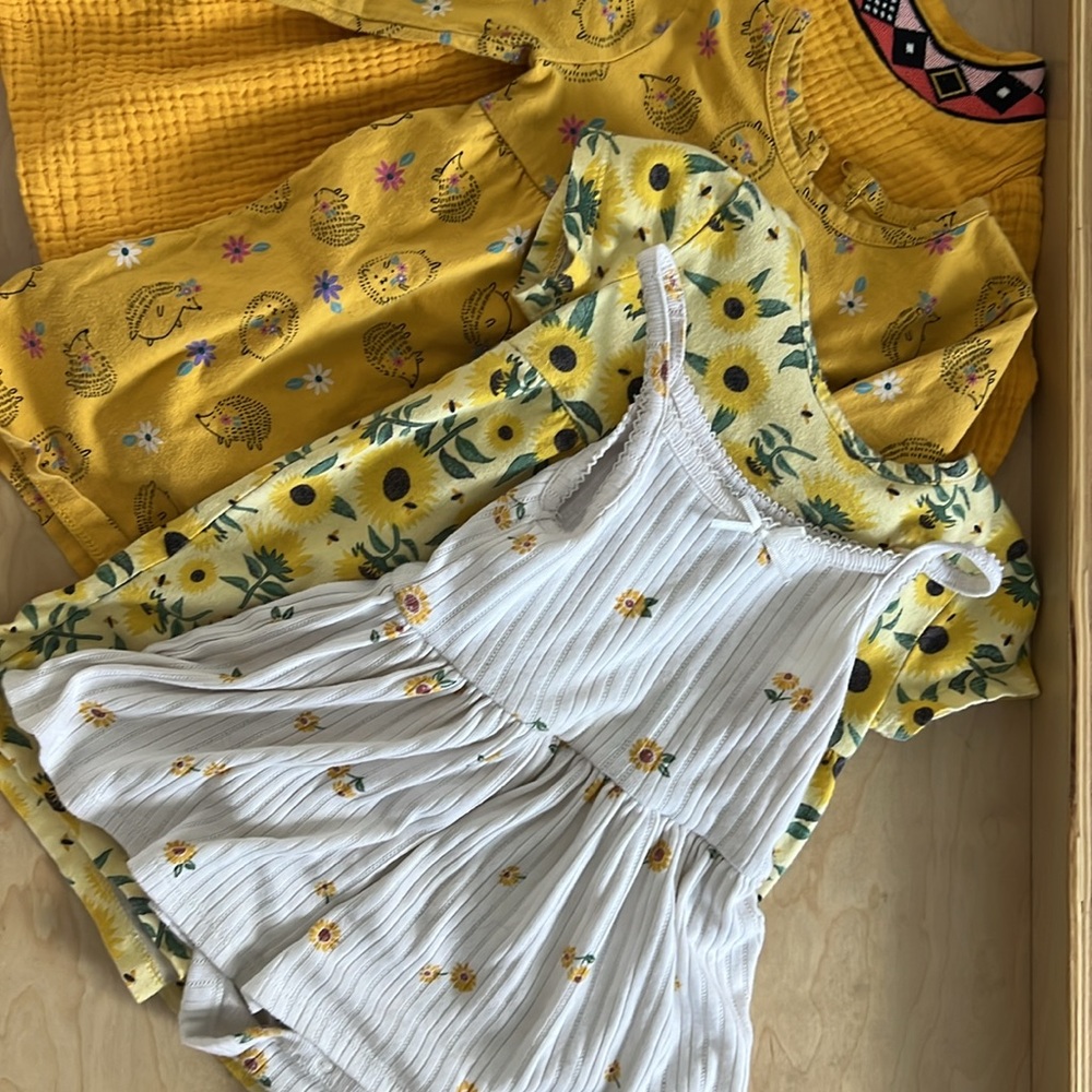 Yellow Patterned Bundle Baby Dresses